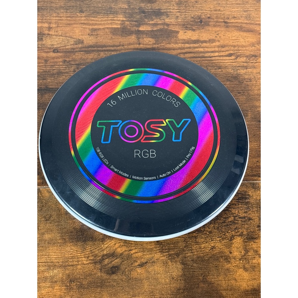 TOSY RGB LED Flying Disc 175g Black 16 Million Colors USB-C Rechargeable 108 LED